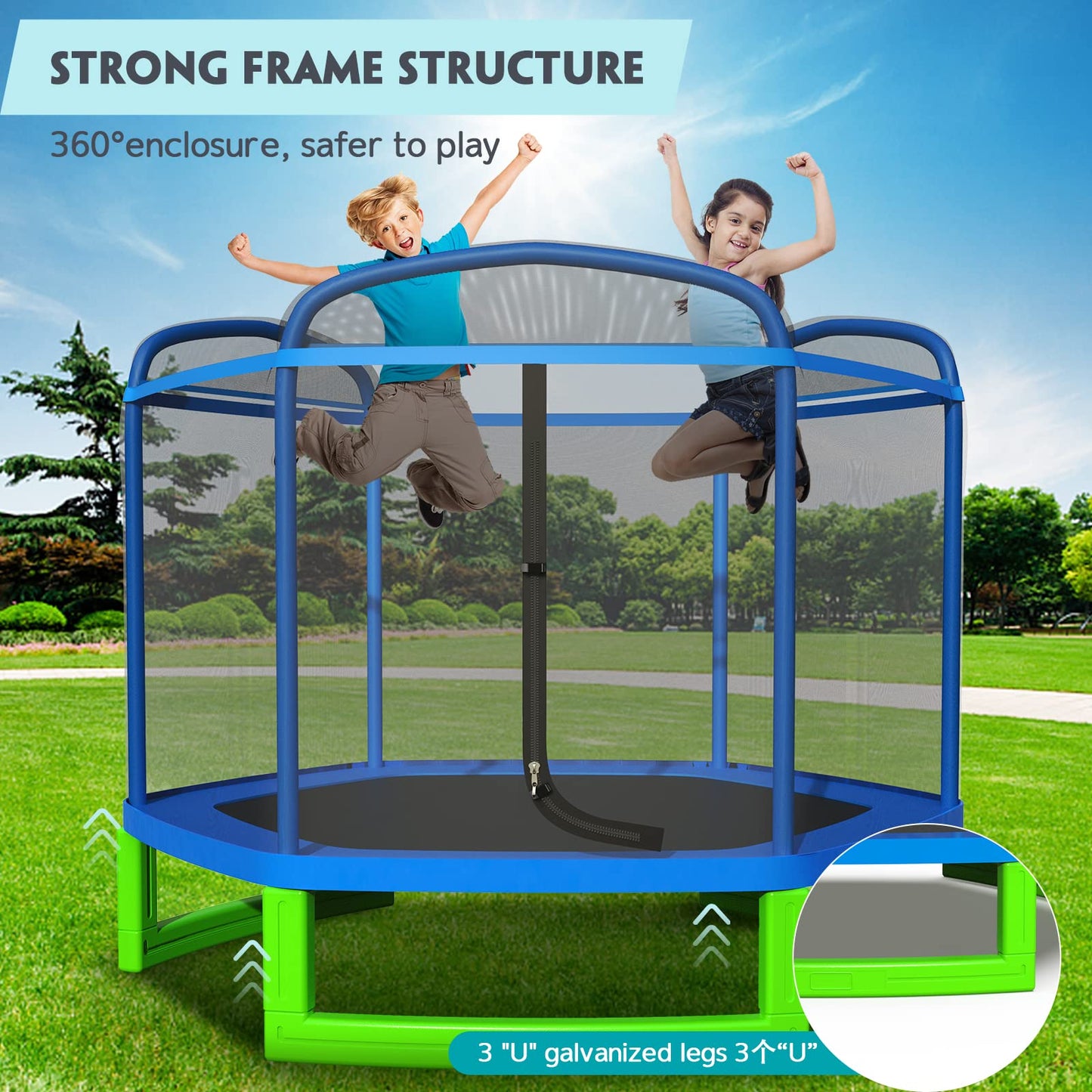 Lyromix 7FT Kids Trampoline for Toddlers, Indoor Mini Trampoline for Kids, Small Trampoline with Enclosure, Adult Fitness Trampoline for Indoor and Outdoor Use, Blue