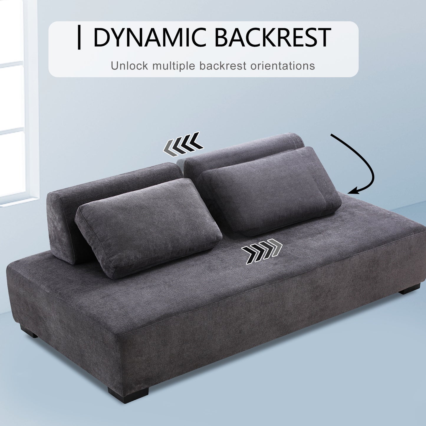 Lyromix 85'' Upholstered Sofa with Multi-Directional Modular Pillow, Loveseat for Living Room, Modern Couch for Bedroom