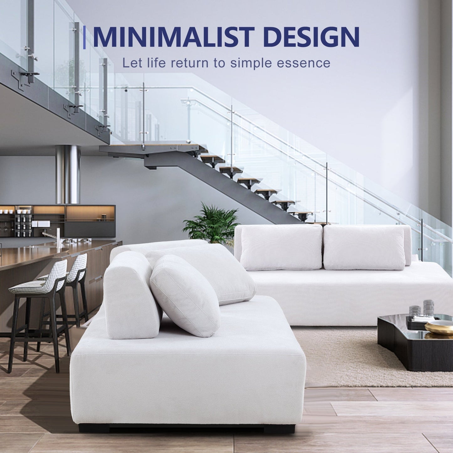 Lyromix 85'' Upholstered Sofa with Multi-Directional Modular Pillow, Loveseat for Living Room, Modern Couch for Bedroom