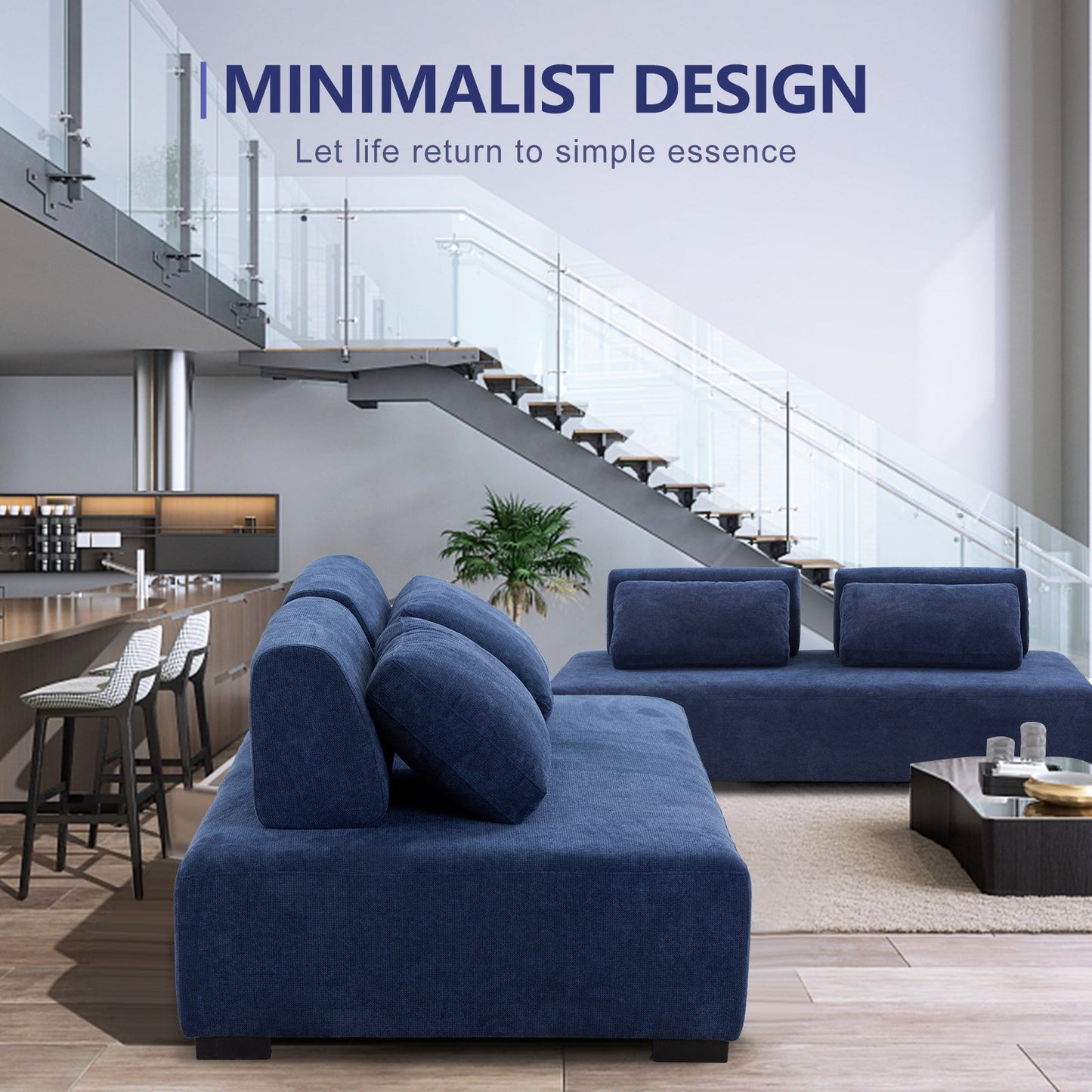 Lyromix 85'' Upholstered Sofa with Multi-Directional Modular Pillow, Loveseat for Living Room, Modern Couch for Bedroom