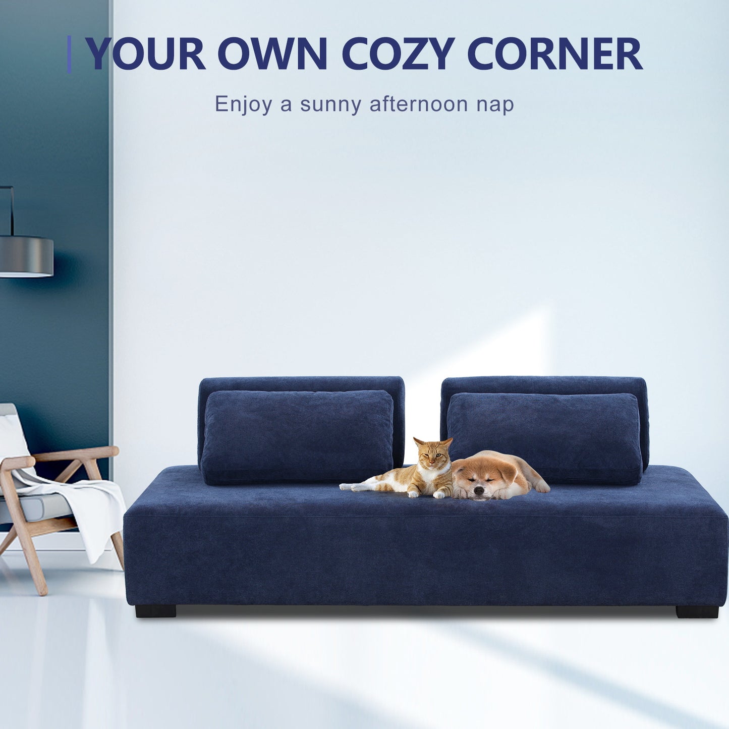Lyromix 85'' Upholstered Sofa with Multi-Directional Modular Pillow, Loveseat for Living Room, Modern Couch for Bedroom