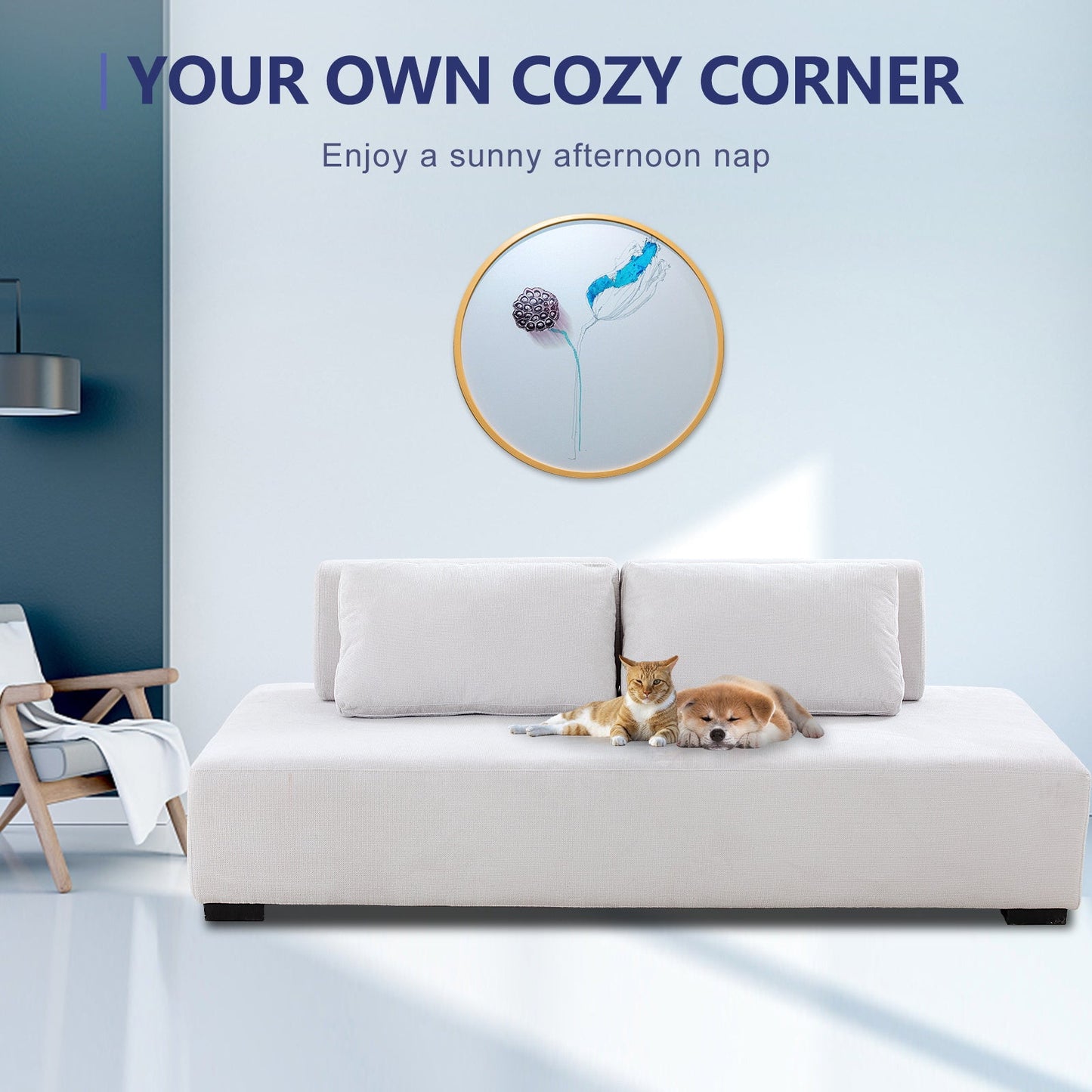Lyromix 85'' Upholstered Sofa with Multi-Directional Modular Pillow, Loveseat for Living Room, Modern Couch for Bedroom