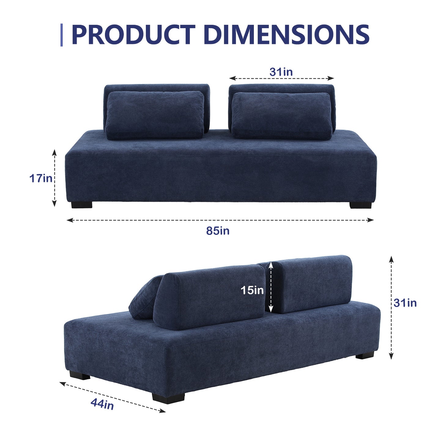 Lyromix 85'' Upholstered Sofa with Multi-Directional Modular Pillow, Loveseat for Living Room, Modern Couch for Bedroom