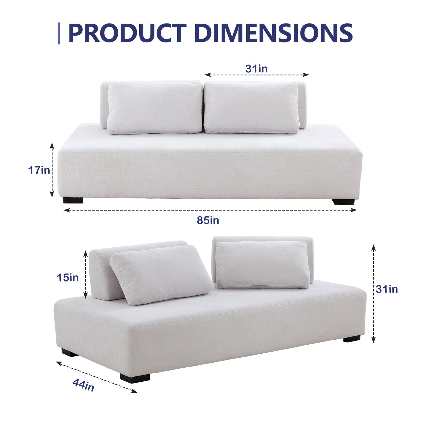 Lyromix 85'' Upholstered Sofa with Multi-Directional Modular Pillow, Loveseat for Living Room, Modern Couch for Bedroom
