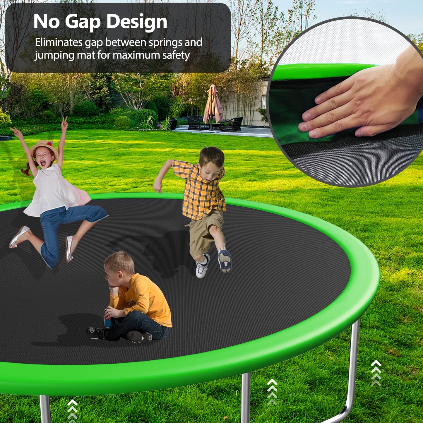 Lyromix 12 14FT Trampoline with Slide and Swings, ASTM Approved Large Recreational Trampoline with Basketball Hoop and Ladder,Outdoor Backyard Trampoline with Net, Capacity for 5-7 Kids and Adults
