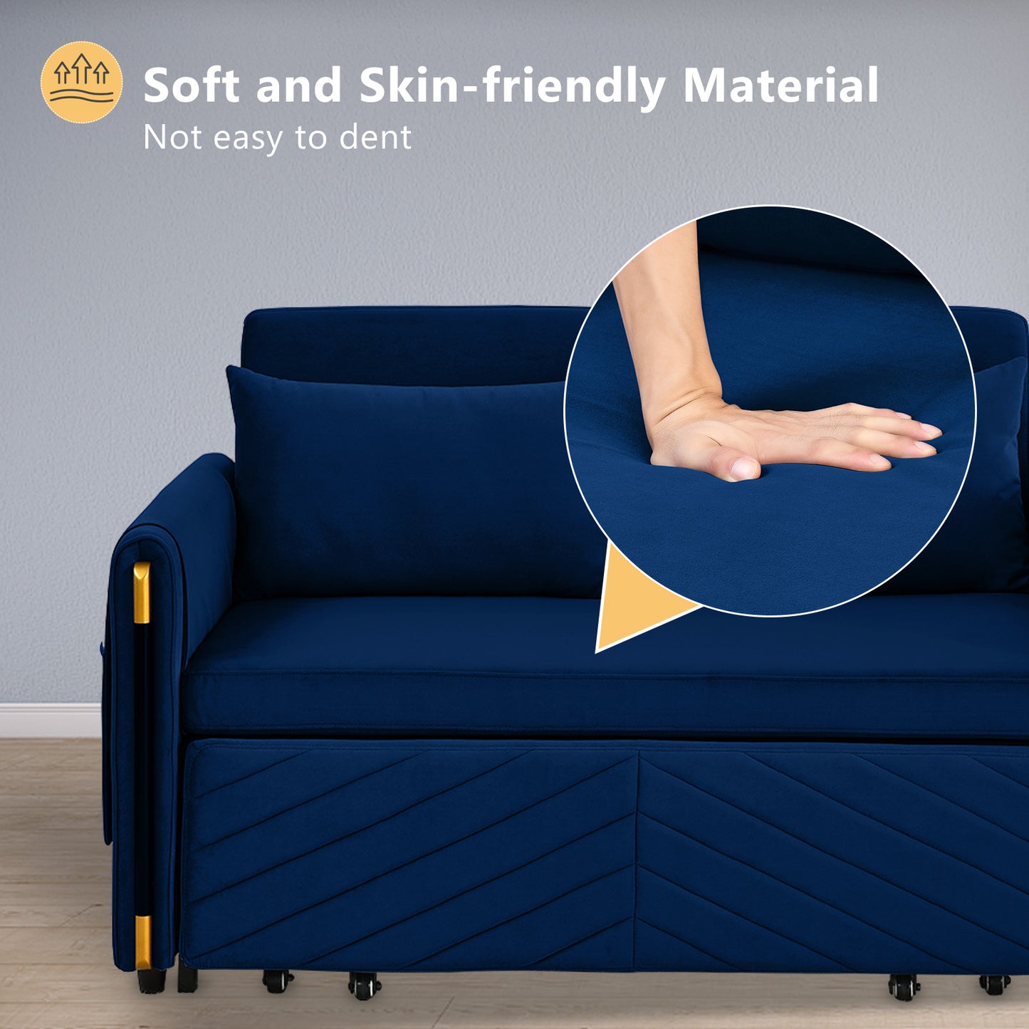 Lyromix 3 in 1 Sofa Bed for Living Room, Convertible Loveseat Sleeper Full Size, Velvet Pull Out Couch with 2 Pillows & Detachable Storage Bag
