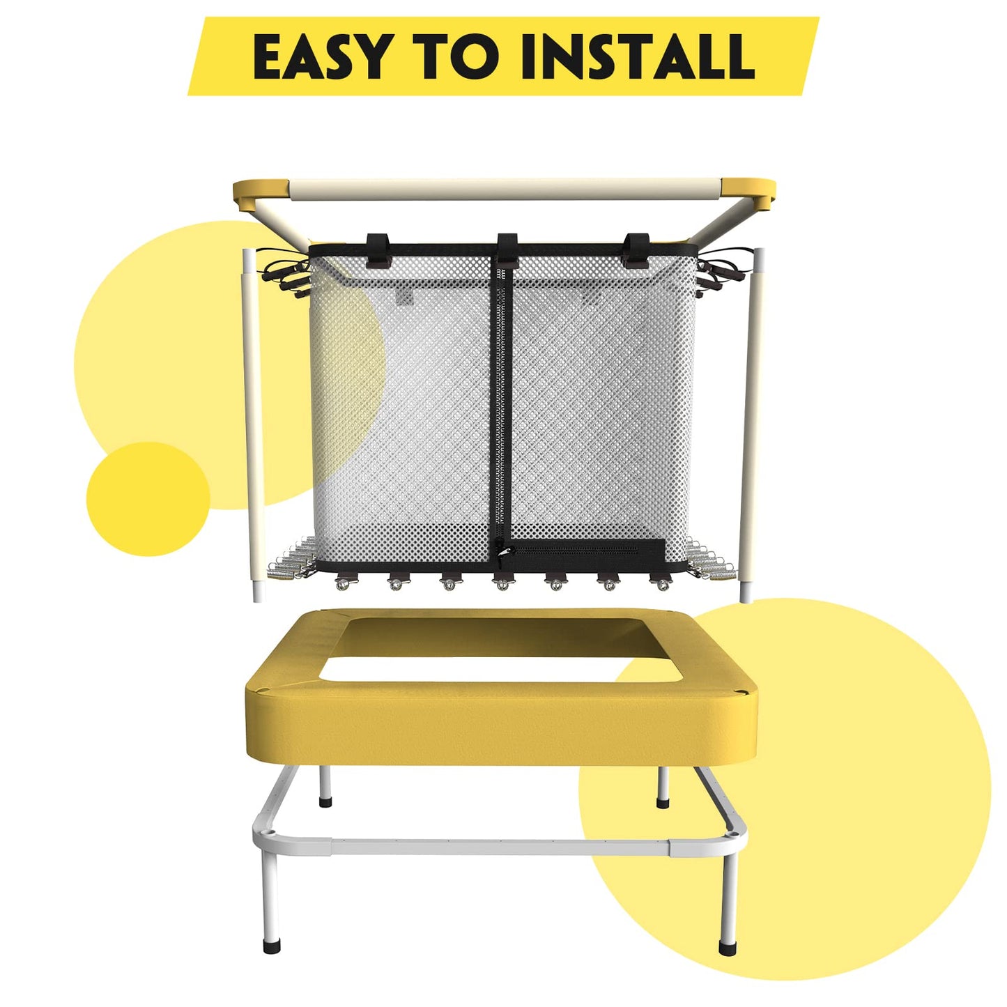 Lyromix 40Inch Kids Trampoline for Toddlers, Indoor Mini Trampoline for Kids, Small Trampoline with Enclosure, Adult Fitness Trampoline for Indoor and Outdoor Use, Yellow