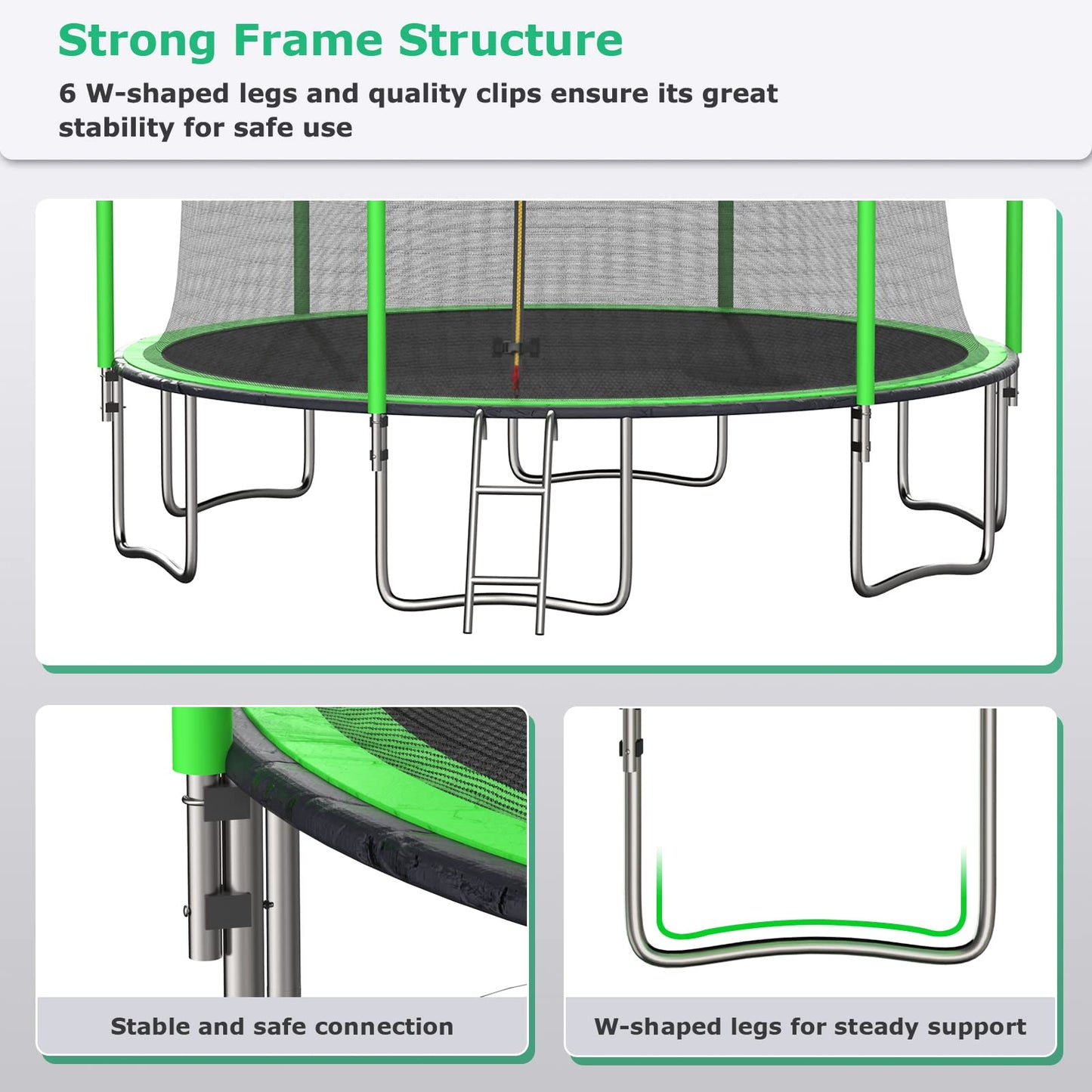 14FT Trampoline with Enclosure Net for 6-9 Kids and Adults