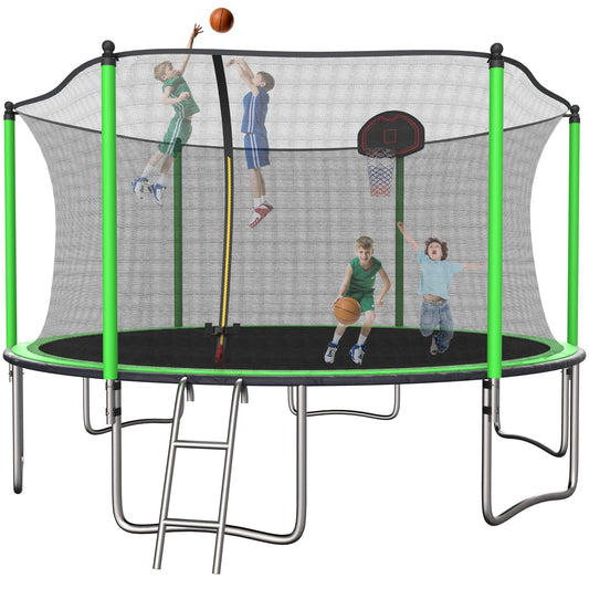 14FT Trampoline with Enclosure Net for 6-9 Kids and Adults