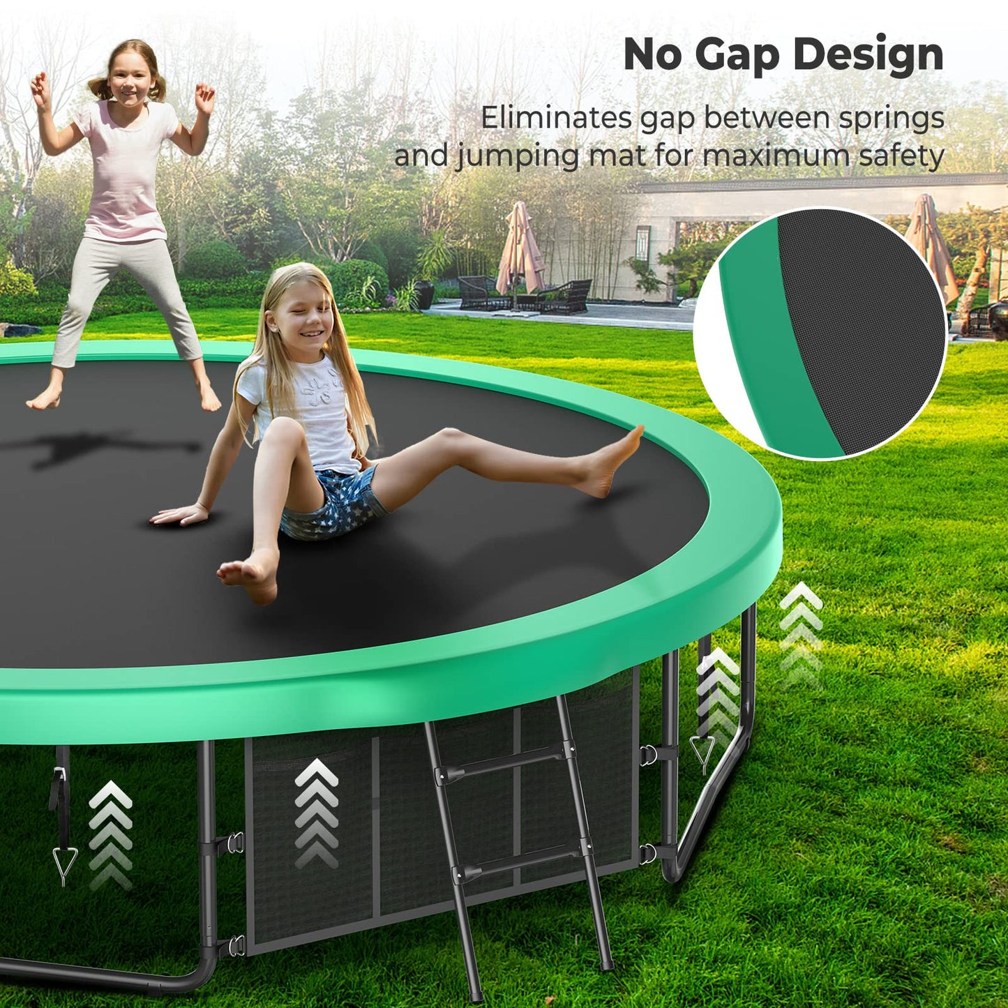 Lyromix 16FT Trampoline for Kids and Adults, Outdoor Trampolines with Curved Poles, Pumpkin Shaped Backyard Trampoline with Sprinkler, Stakes, Light, Basketball, Basketball Hoop and Storage Bag