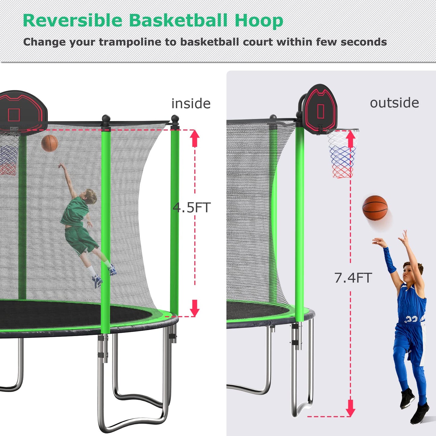 14FT Trampoline with Enclosure Net for 6-9 Kids and Adults