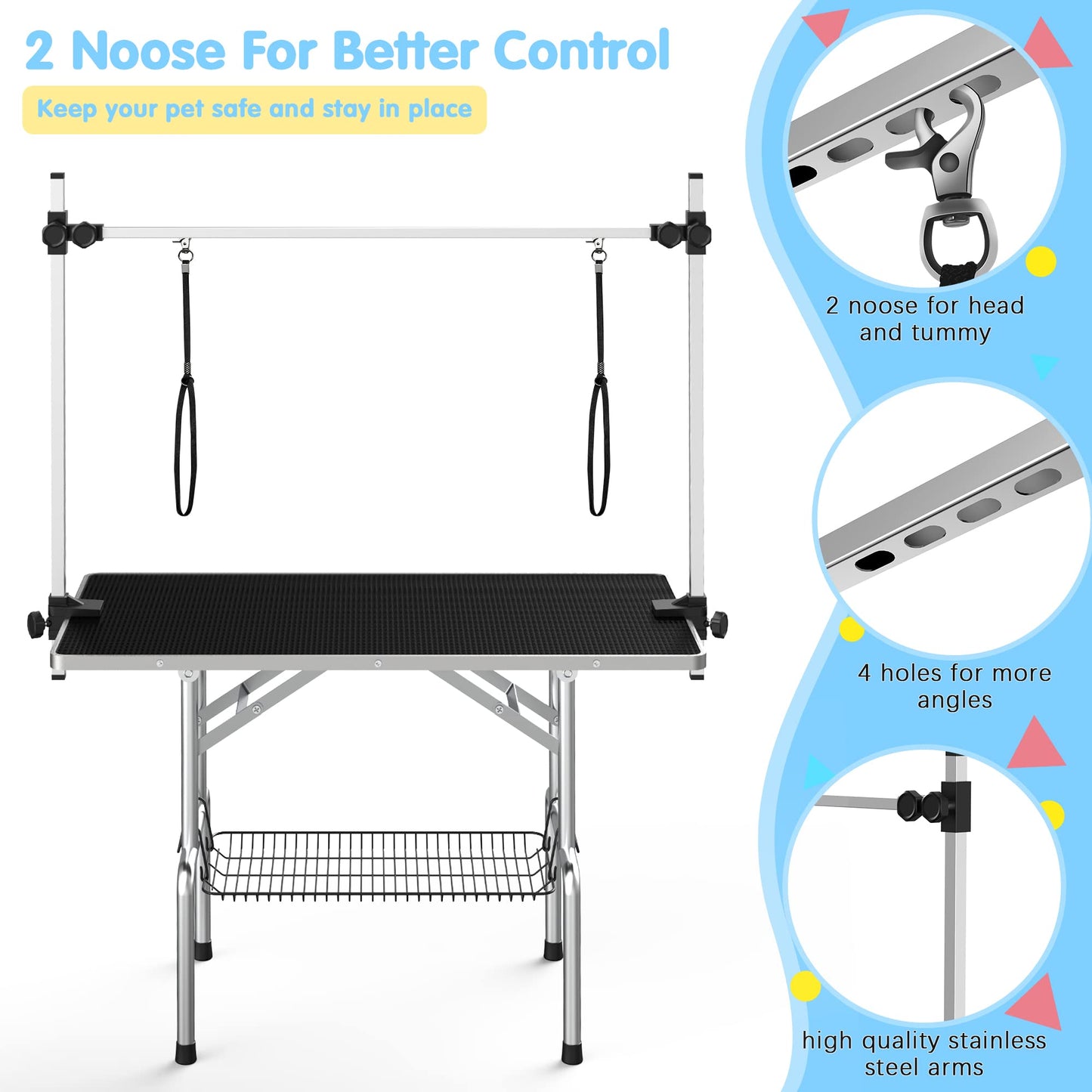 46'' Adjustable Pet Grooming Table Foldable Dog Grooming Station