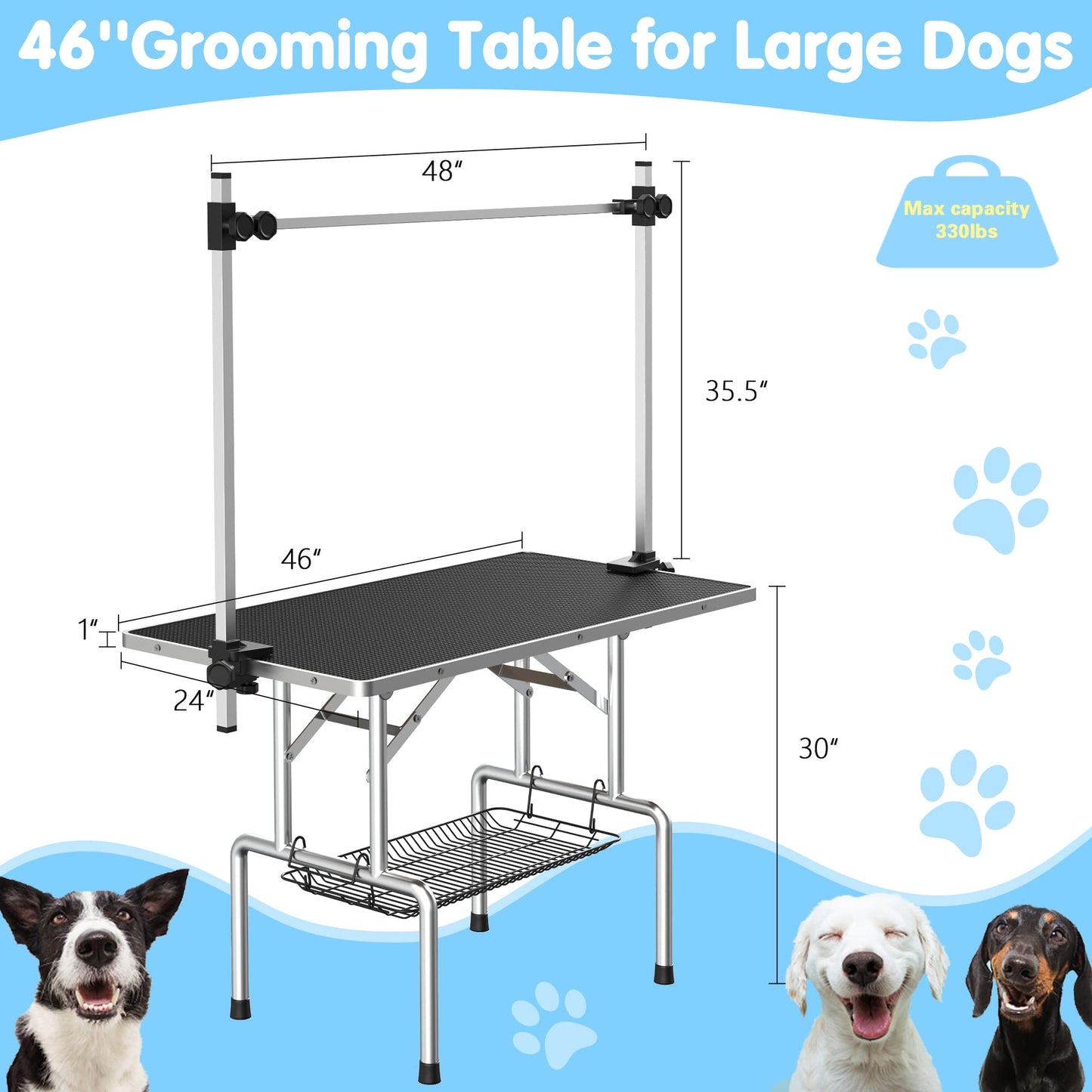 46'' Adjustable Pet Grooming Table Foldable Dog Grooming Station