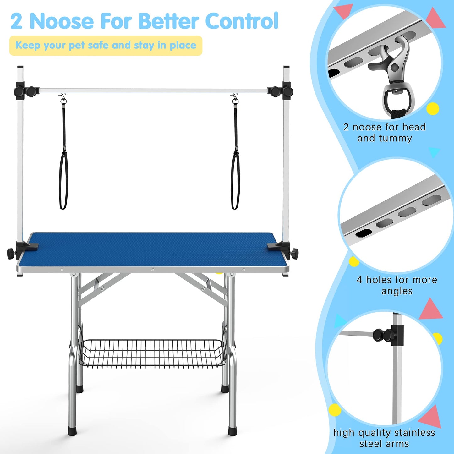 46'' Adjustable Pet Grooming Table Foldable Dog Grooming Station
