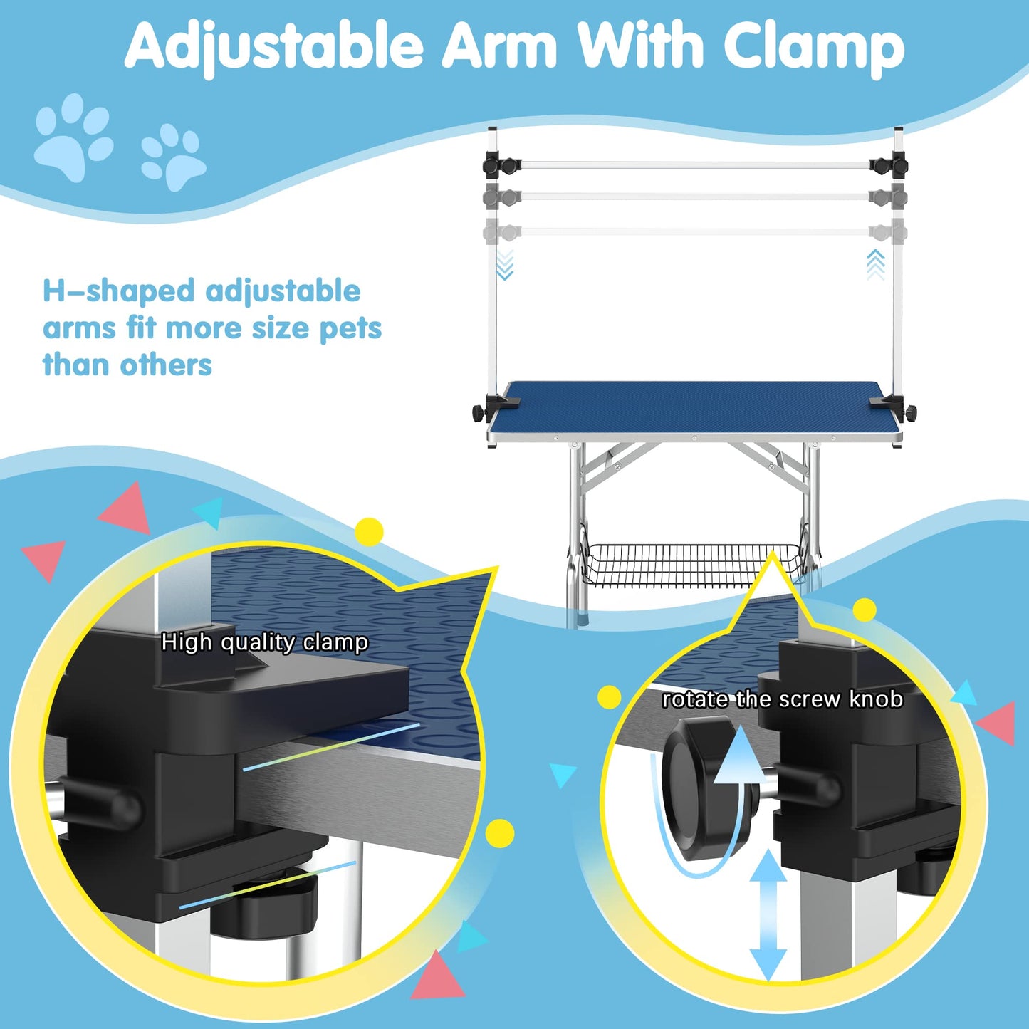 46'' Adjustable Pet Grooming Table Foldable Dog Grooming Station