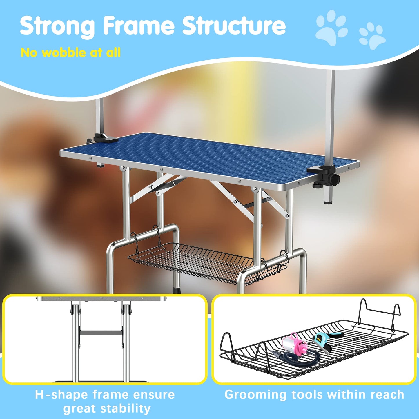 46'' Adjustable Pet Grooming Table Foldable Dog Grooming Station