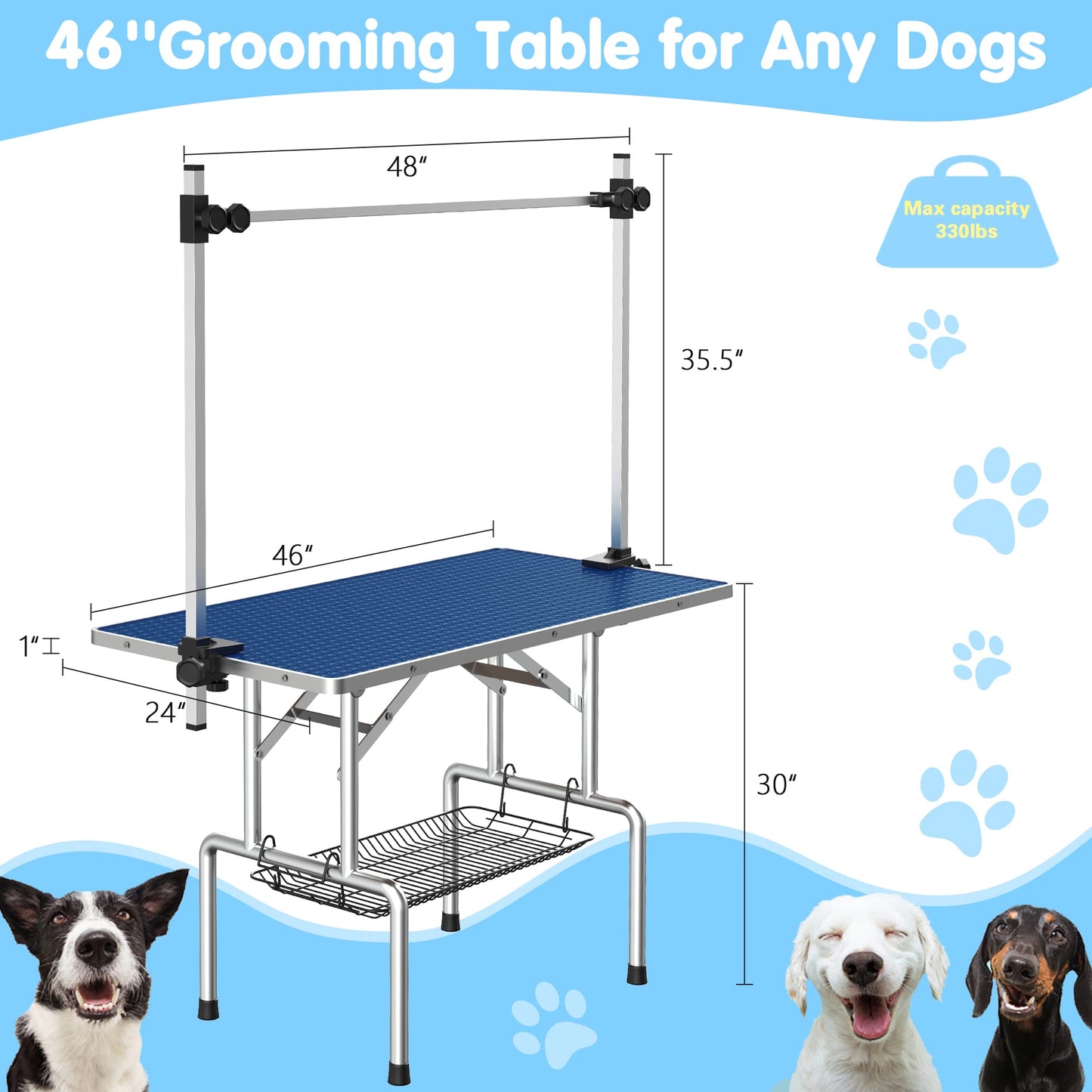 46'' Adjustable Pet Grooming Table Foldable Dog Grooming Station