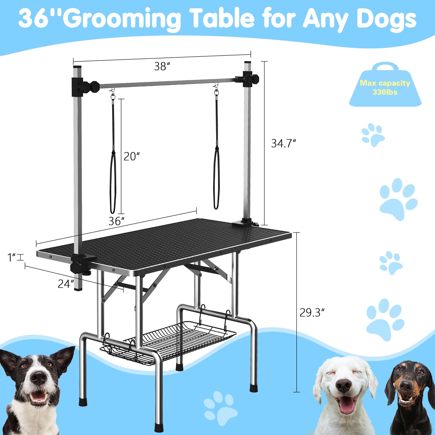 46'' Adjustable Pet Grooming Table Foldable Dog Grooming Station