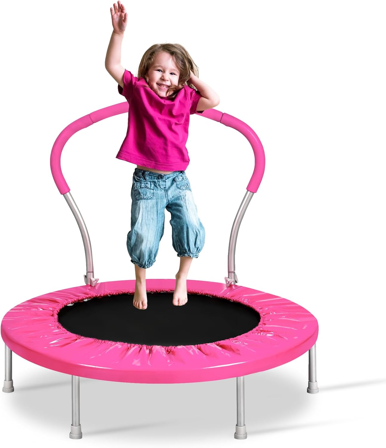 Lyromix Mini Trampoline for Kids, Indoor Toddler Trampoline with Handle, Child Small Rebounder Trampoline for Indoor and Outdoor Use