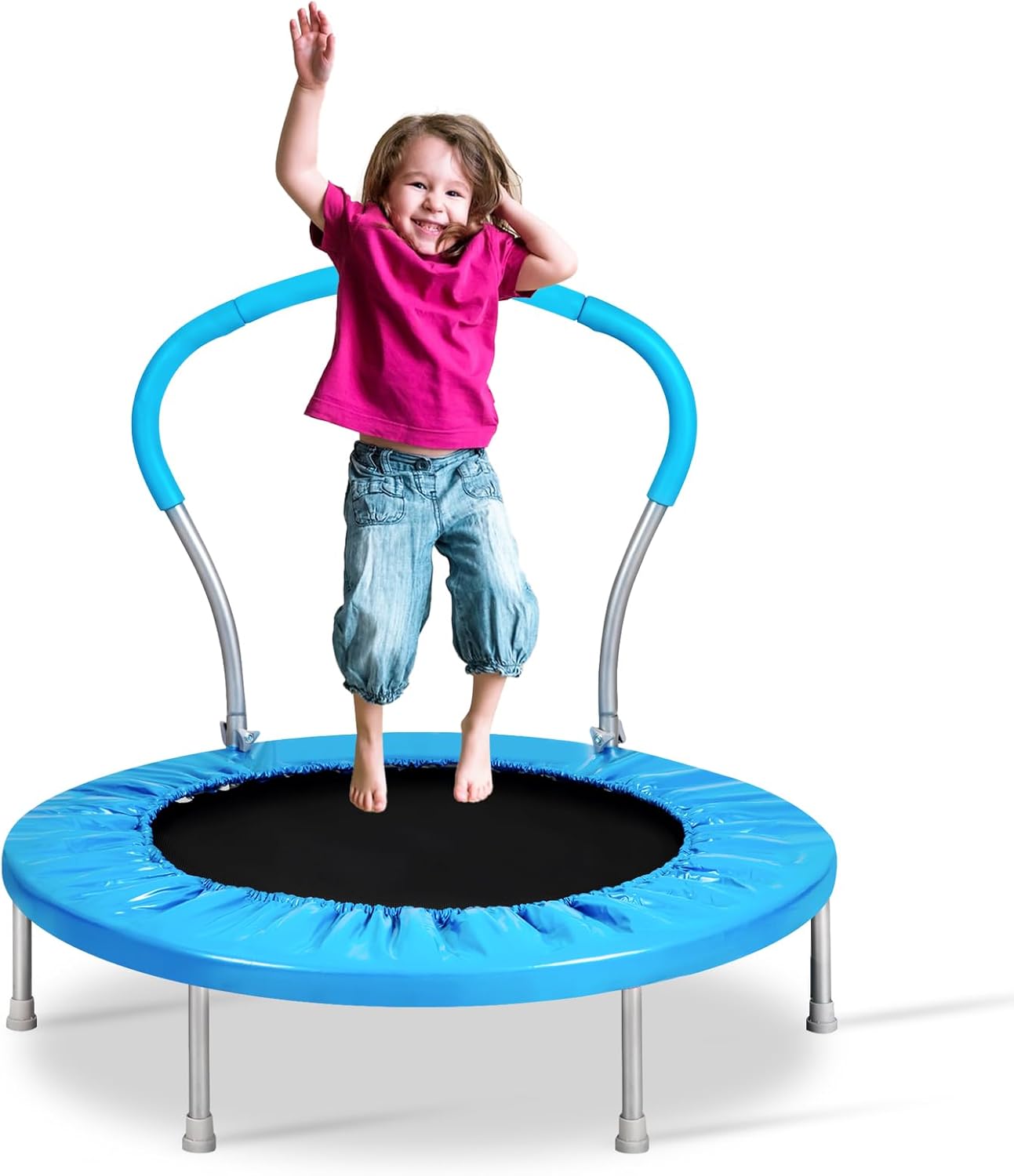 Lyromix Mini Trampoline for Kids, Indoor Toddler Trampoline with Handle, Child Small Rebounder Trampoline for Indoor and Outdoor Use