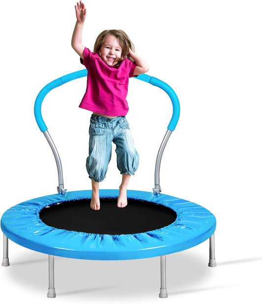 Lyromix Mini Trampoline for Kids, Indoor Toddler Trampoline with Handle, Child Small Rebounder Trampoline for Indoor and Outdoor Use