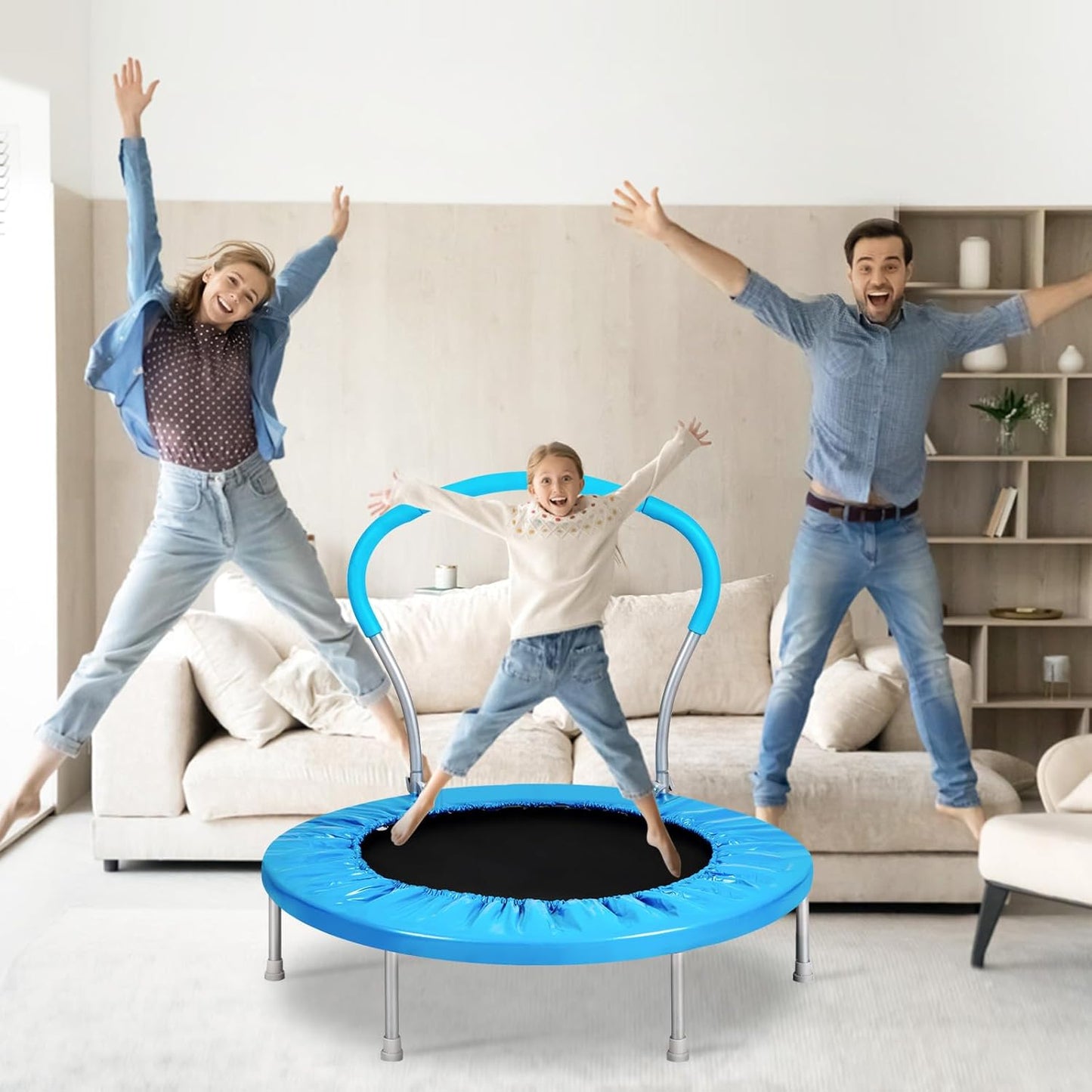 Lyromix Mini Trampoline for Kids, Indoor Toddler Trampoline with Handle, Child Small Rebounder Trampoline for Indoor and Outdoor Use