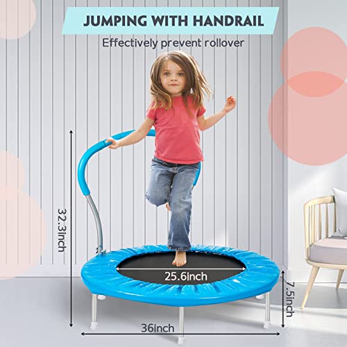 Lyromix 36-Inch Kids Trampoline with Handle - Indoor Mini Tranpoline for Toddlers, Small Fitness Rebounder for Indoor and Outdoor Use