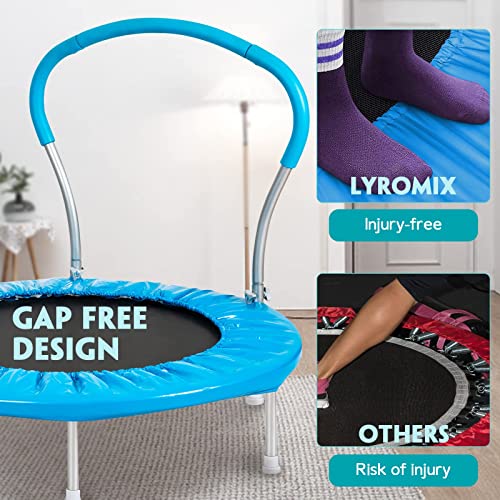 Lyromix 36-Inch Kids Trampoline with Handle - Indoor Mini Tranpoline for Toddlers, Small Fitness Rebounder for Indoor and Outdoor Use