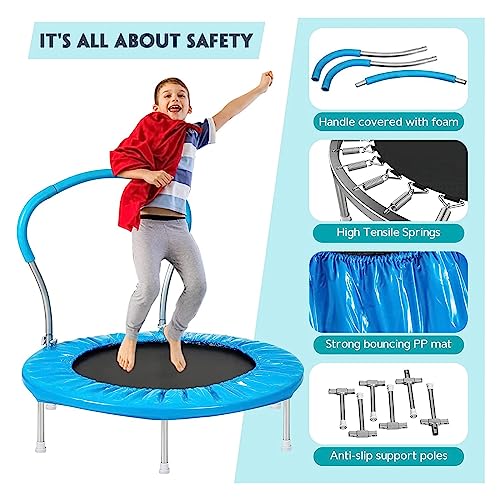 Lyromix 36-Inch Kids Trampoline with Handle - Indoor Mini Tranpoline for Toddlers, Small Fitness Rebounder for Indoor and Outdoor Use