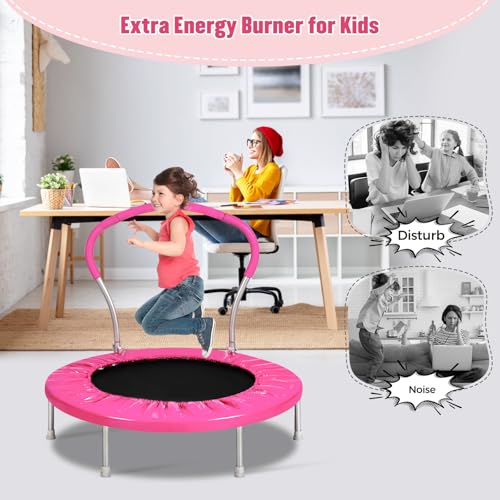 Lyromix 36-Inch Kids Trampoline with Handle - Indoor Mini Tranpoline for Toddlers, Small Fitness Rebounder for Indoor and Outdoor Use