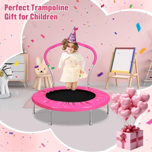Lyromix 36-Inch Kids Trampoline with Handle - Indoor Mini Tranpoline for Toddlers, Small Fitness Rebounder for Indoor and Outdoor Use