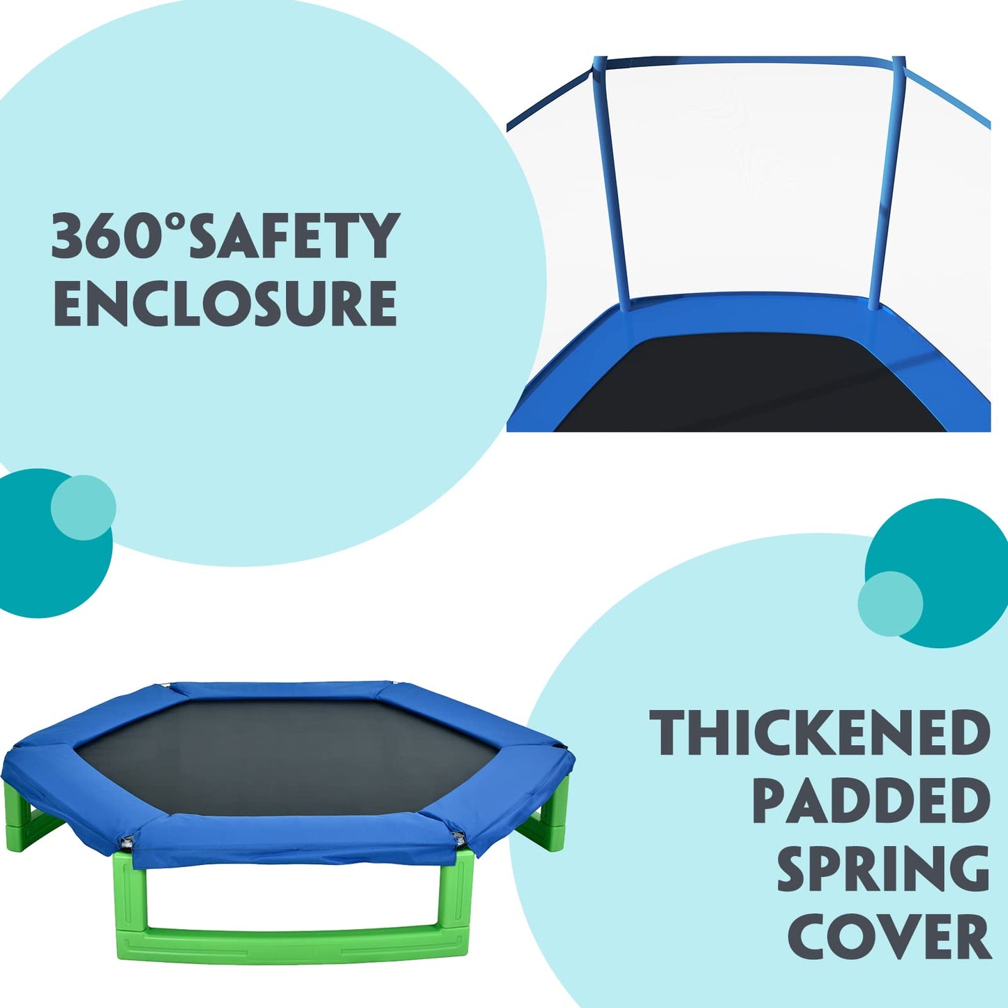 Lyromix 7FT Kids Trampoline for Toddlers, Indoor Mini Trampoline for Kids, Small Trampoline with Enclosure, Adult Fitness Trampoline for Indoor and Outdoor Use, Blue
