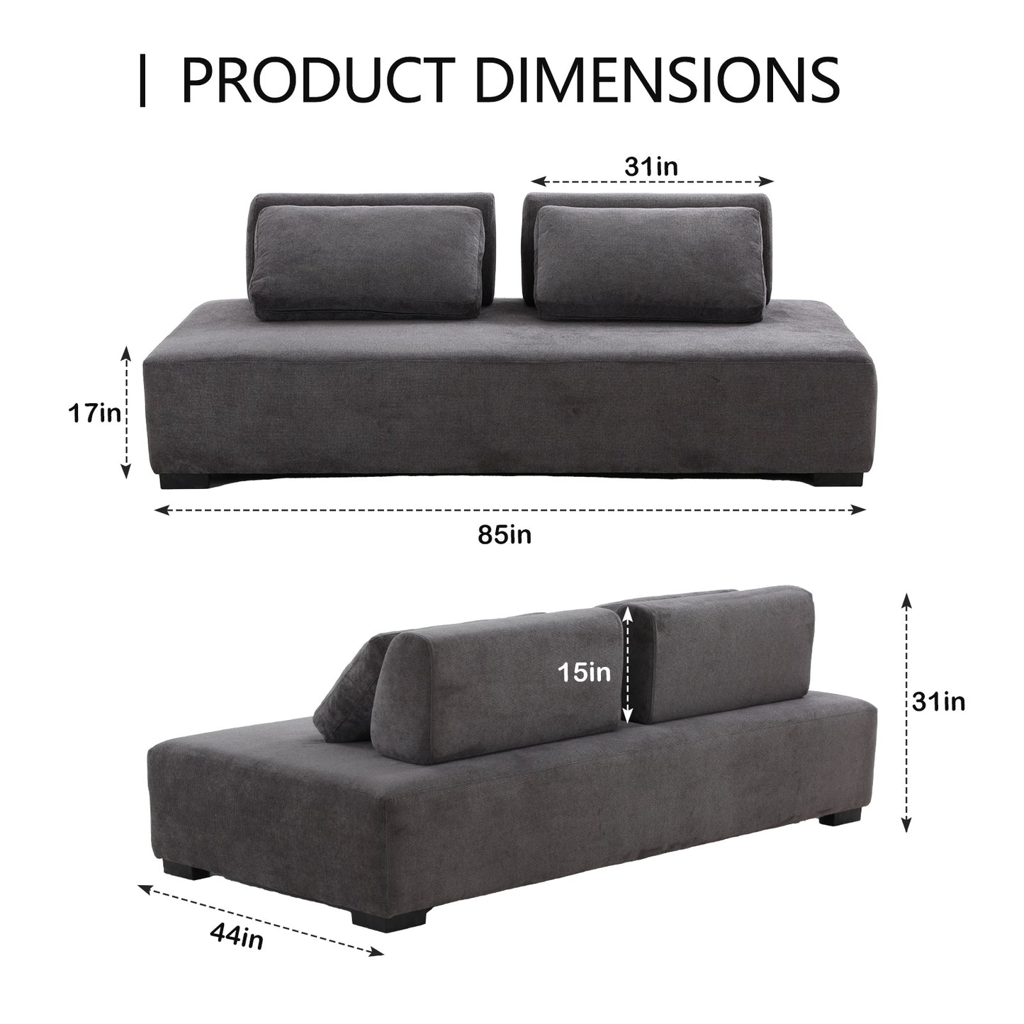 Lyromix 85'' Upholstered Sofa with Multi-Directional Modular Pillow, Loveseat for Living Room, Modern Couch for Bedroom