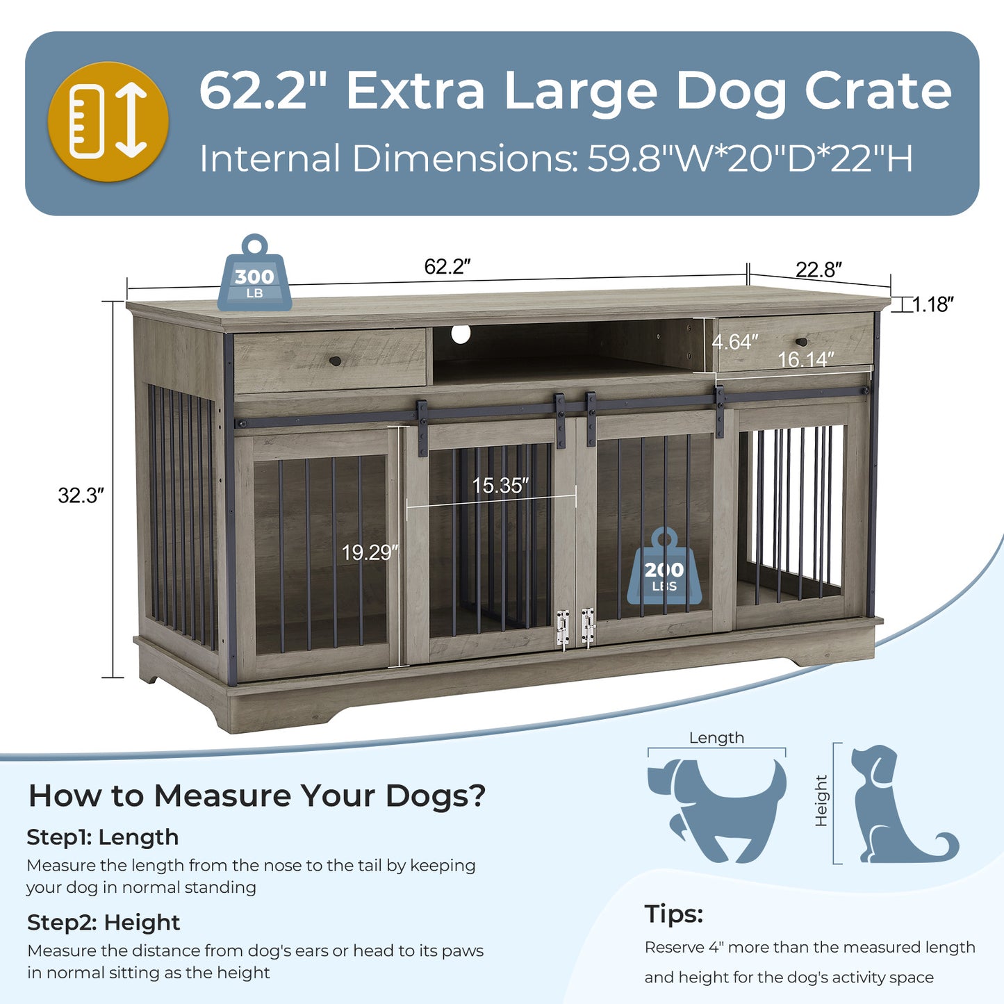 Remy X-Large Double, Dog Kennel Furniture, Modern Dog Crate, River Table,  Dog Crate Table, Epoxy River Table, X-Large Dog Crate