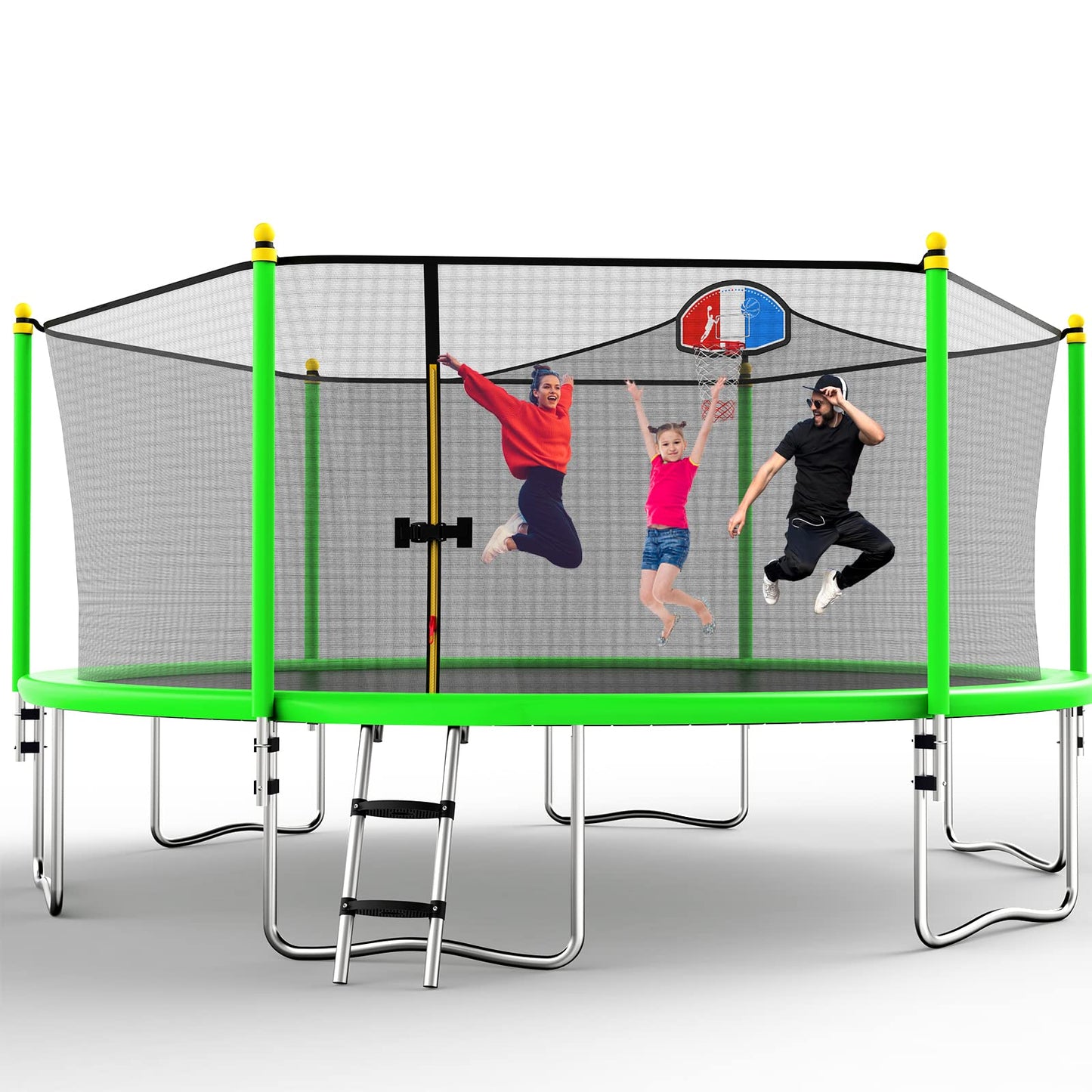 16FT Outdoor Backyard Jumping Trampoline with Basketball Hoop and Ladder