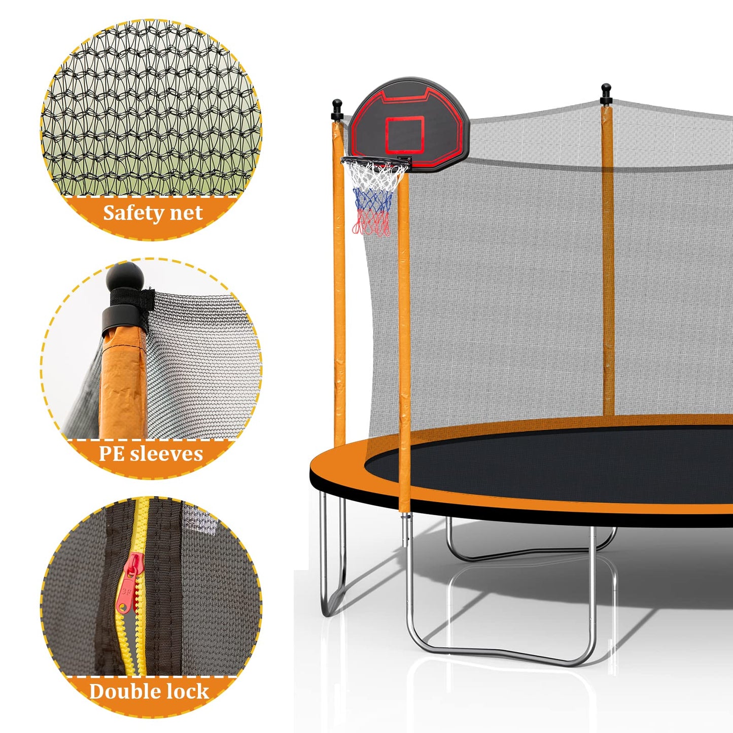 15FT Outdoor Trampoline with Safety Enclosure Net
