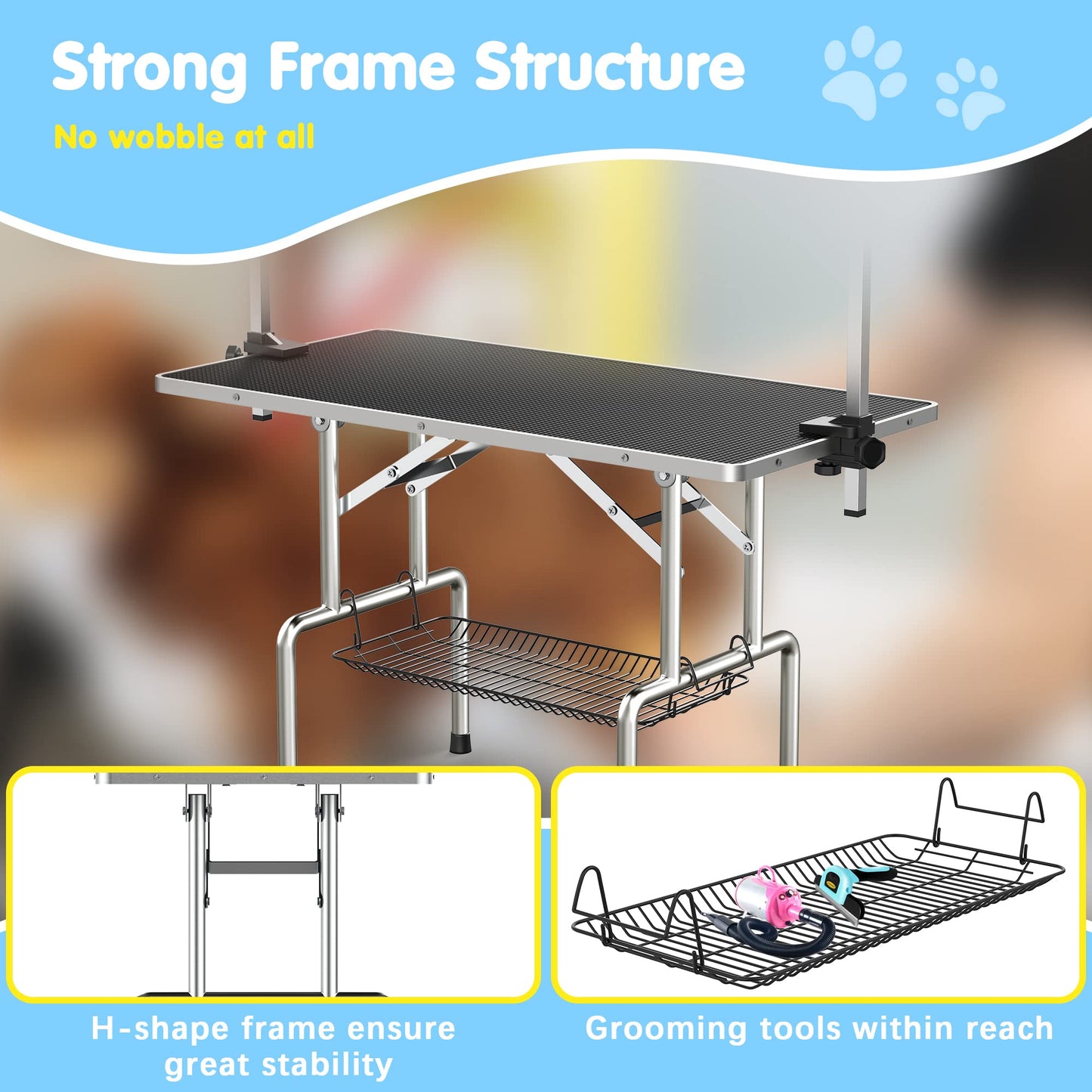 46'' Adjustable Pet Grooming Table Foldable Dog Grooming Station